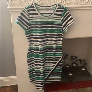 NWOT Almost Famous tri color striped bodycon dress